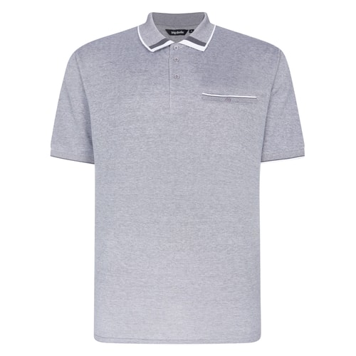 Bigdude – Zweifarbiges Poloshirt mit Jacquard-Kontrast, Anthrazit